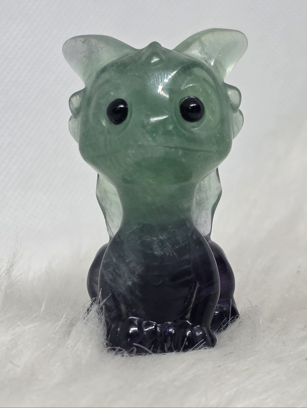 Fluorite Baby Dragon Carving 2.2” | Green Purple Crystal Dragon | Cute Fantasy